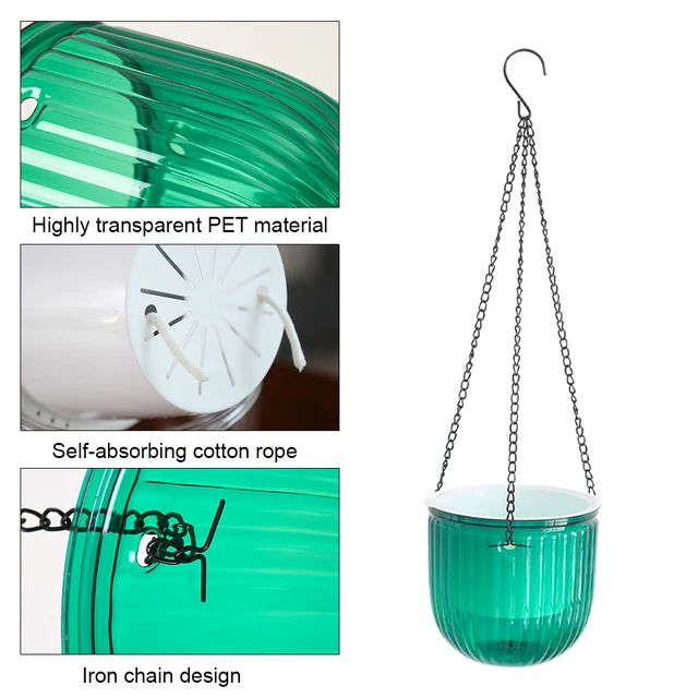 Hidroponikus Talajtenyésztés Lusta Virágcserép Függő Virágcsepp Önelnyelés Víz Lógó Ültetvényes Műanyag Ültetvény - Image 4