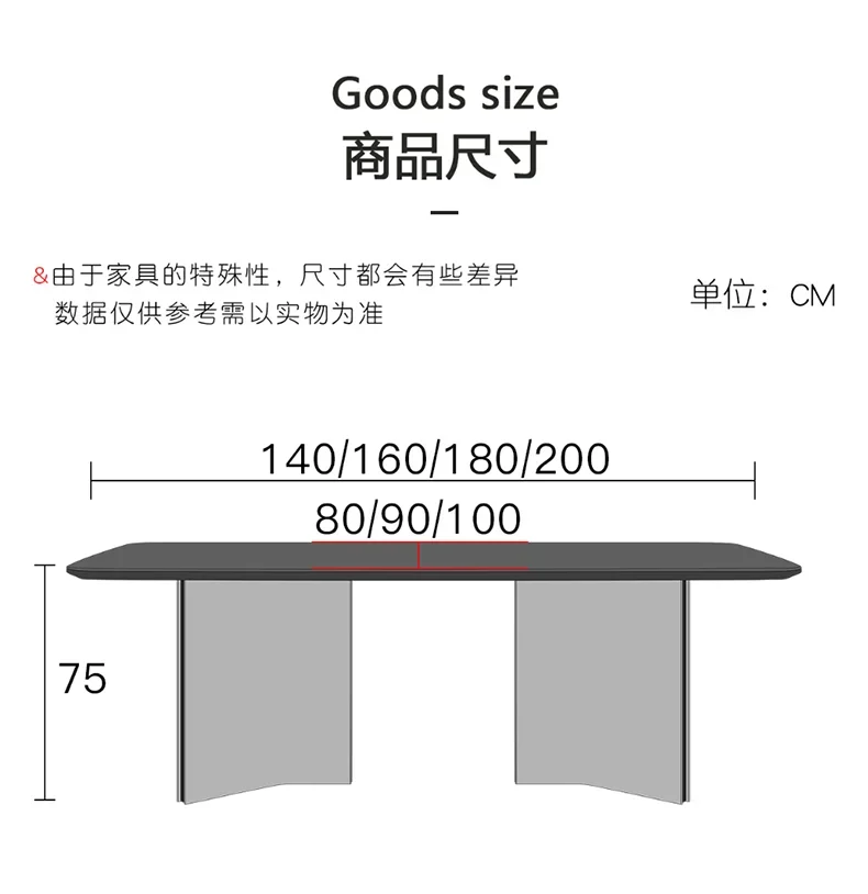 Italian Rock Slab Dining Table Modern Simple Rectangular Full Support Baseplate Black Retro Household Small Light Luxury Dining