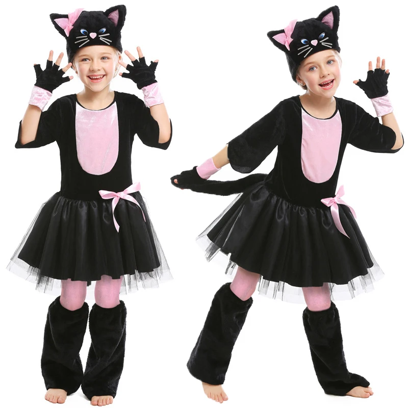 Costume Gattini Per Bambini, Tuta Intera Con Maschera, 4 Colori, Taglie 90-150 Cm, Per Halloween E Carnevale