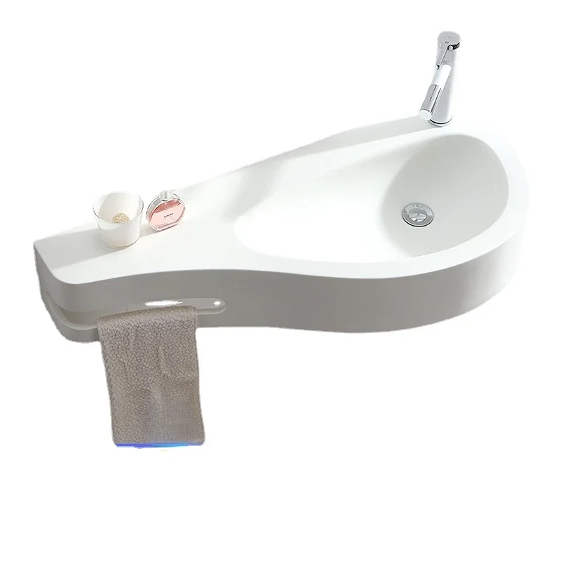 Wash Basin Wall-Mounted Bathroom Ultra-Narrow Wash Table Basin Pool Artificial Marble Whole Washbin