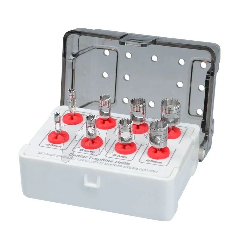 

den tal Trephine Drills Kit 8pcs Surgical den tal impla nt Drills