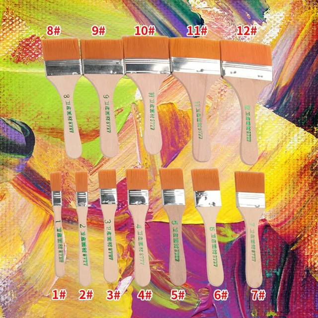 12 pezzi/set pennelli per pittura con capelli in nylon di diverse dimensioni per artisti, olio, acquerello, polvere, pennelli per pittura acrilica, set di forniture per arte scolastica 2