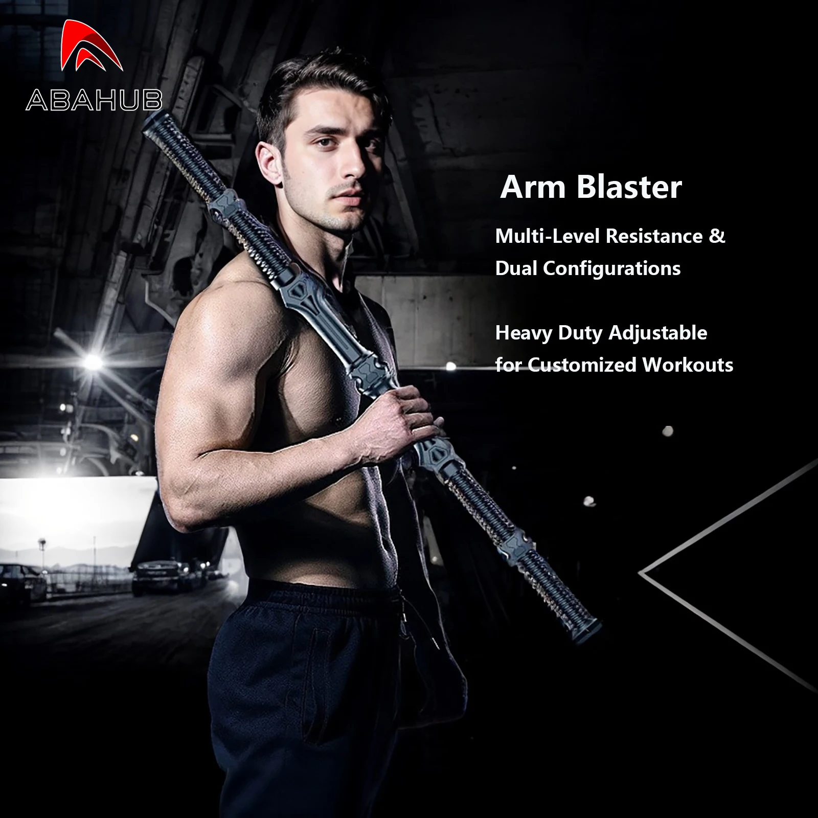 ABAHUB One Piece Heavy Duty Adjustable Arm Blasters (30-80KG)/(66-176lbs)-Multi-Grip Chest Expanders for Men's Strength Training