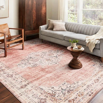American Retro Plush Carpet – Soft Fluffy Washable Bedroom Rug, Thick Lounge Floor Mat for Living Room & Home Décor 1