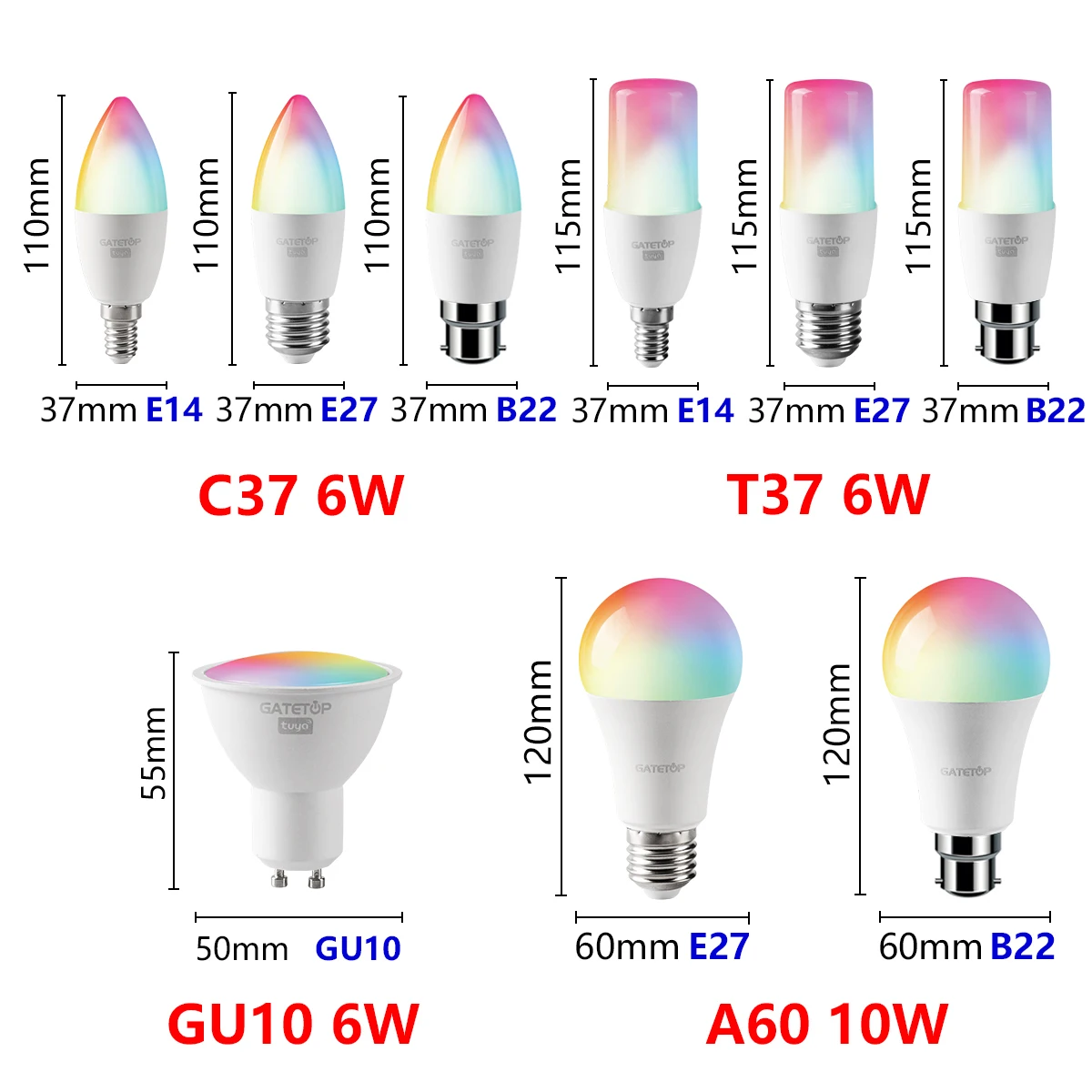 Bombilla led 10w smart wifi rgb+cct - a60 regulable - e27 area-led -  Iluminación LED