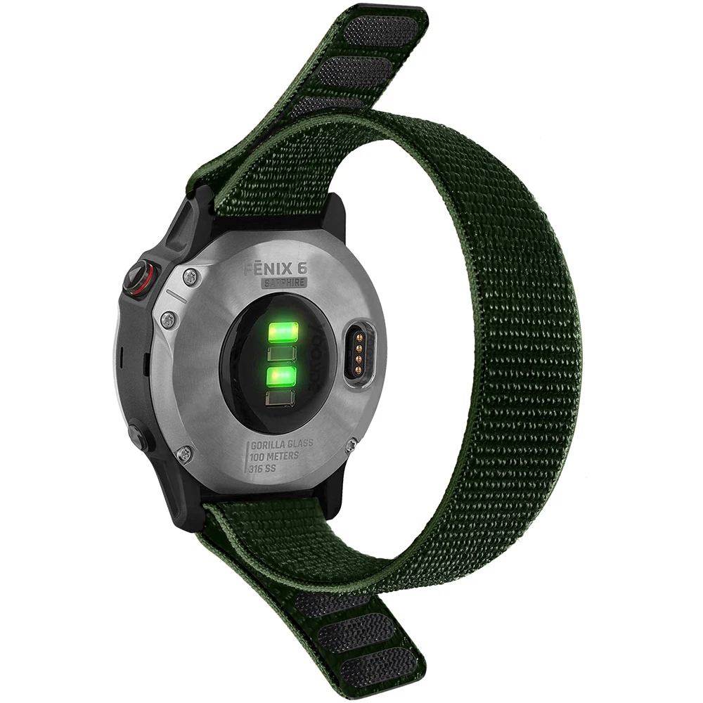Ultralight Woven Nylon Hook Loop Watch Strap, 22mm