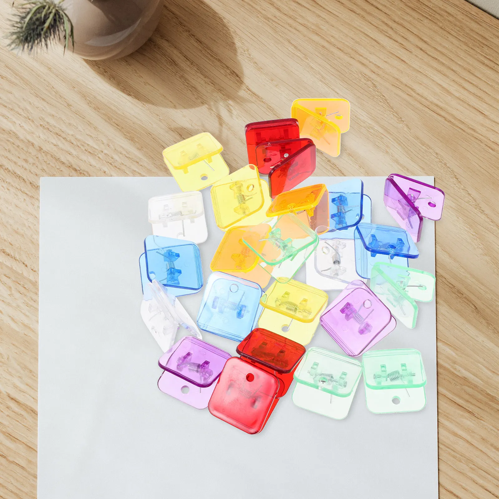 24pcs 다기능 종이 클립 사무실 홈 학교용 플라스틱 클램프 부드러운 파일 주최자 문구 용품