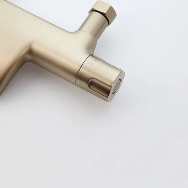 KEMAIDI ติดผนังห้องน้ํา 38 °   ระบบฝักบัวอาบน้ําอุณหภูมิแปรงทองชุดฝักบัวร้อนเย็นผสมอ่างอาบน้ําก๊อกน้ําแตะ 4