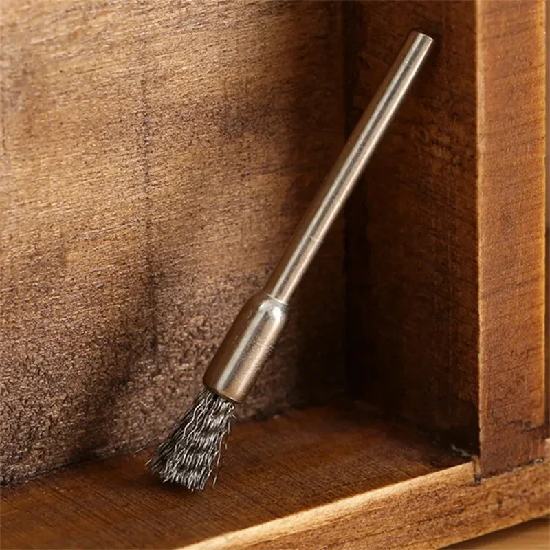 15/45Pcs 5mm Wire Brush Remove Rust Polishing Brush Stainless Steel Handle For Mold Grinder Electric Rotary Drill Accessories