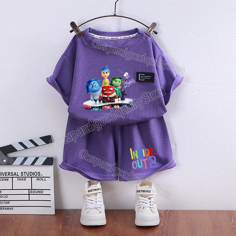 thumbnail image 1 of Conjunto de camiseta de Disney para niños y niñas, ropa de 2 piezas, pantalones cortos de dibujos animados, Camiseta deportiva, chándal de verano, 1 of 5