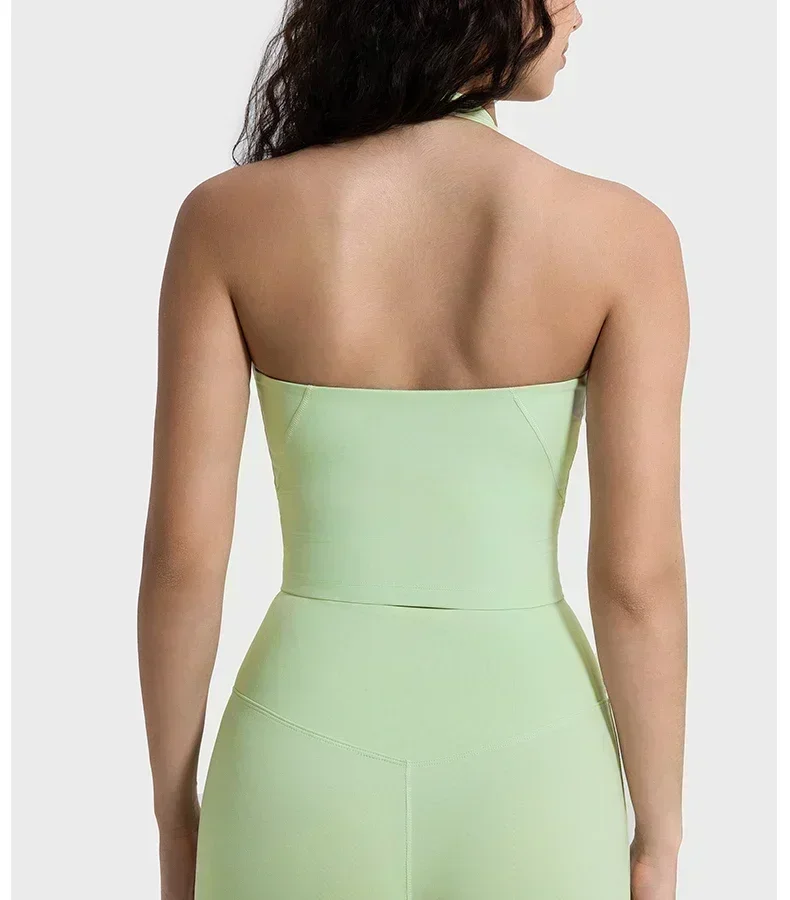 LULULight Support Cropped Halter Tank Top Tight fit Buttery-soft Feels Weightless Four-way Stretch Sport Bra With Removable Cup