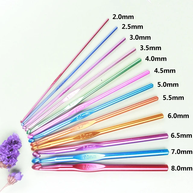 9pcs/set Handle Pink Crochet Hook Set Aluminum 1.0-10mm Knitting