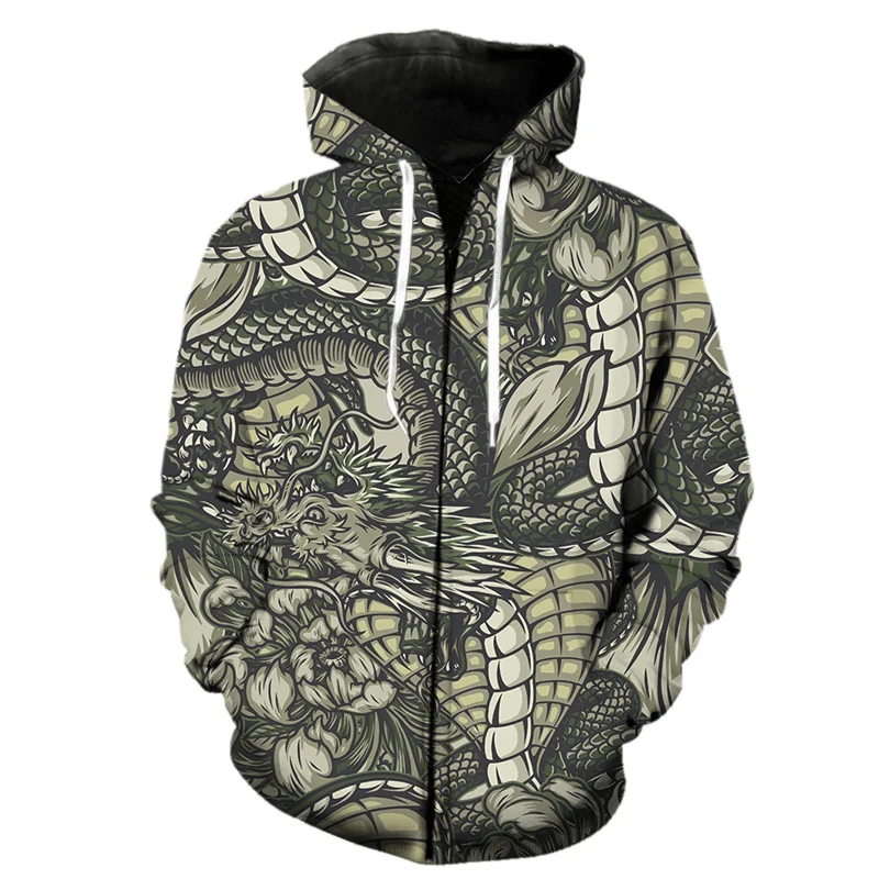 thumbnail image 1 of Sudadera con capucha y cremallera con estampado 3D retro de Orient Cobra Dragon para hombre, sudadera de manga larga a la moda, sudadera con capucha estilo Harajuku, 1 of 5