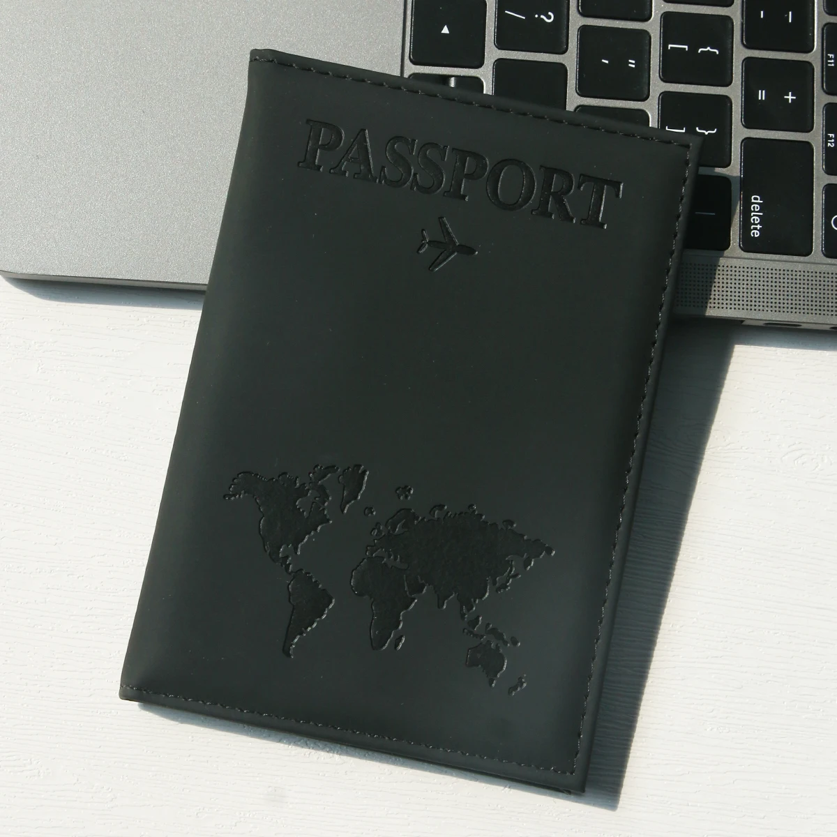 Sleek Map PU Leather Passport Holder - Essential Travel Accessory