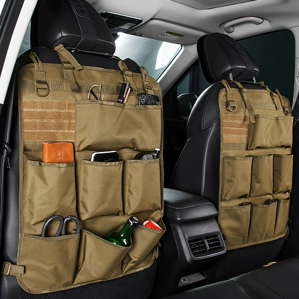 Organizer Universale per Sedile Auto Stile Militare, Borsa Portaoggetti Mimetica con 7 Tasche, Organizer Tattico per Auto, Camion, SUV - immagine 4