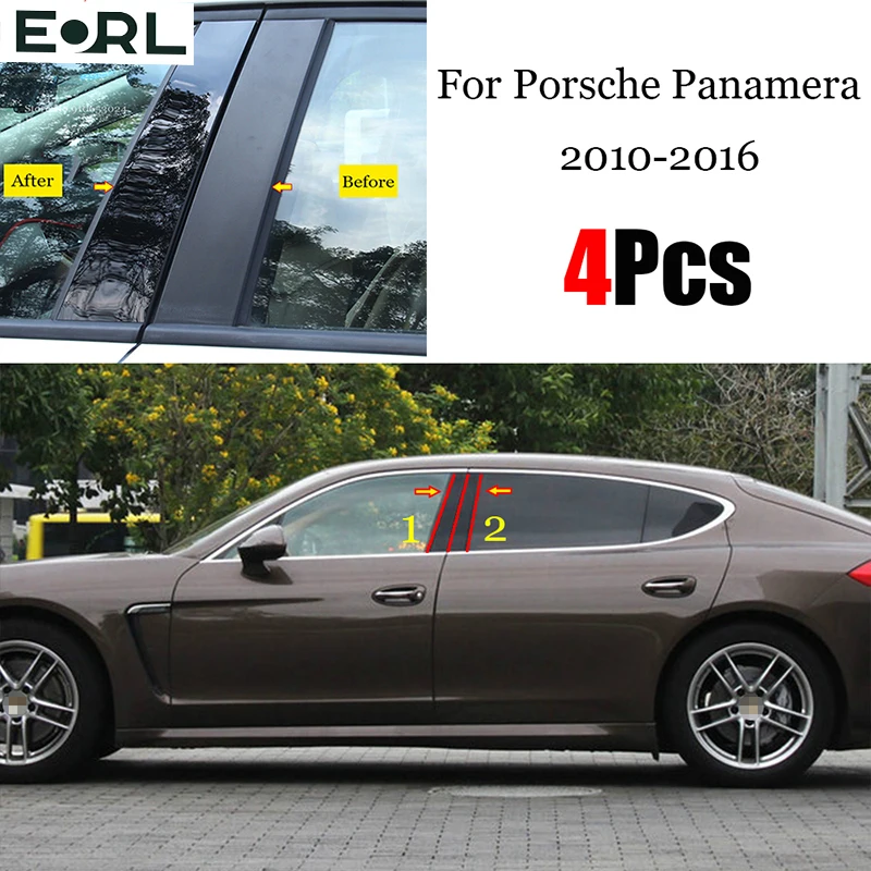 

New Hot 4PCS Polished Pillar Posts Fit For Porsche Panamera 2010 - 2016 Window Trim Cover BC Column Sticker