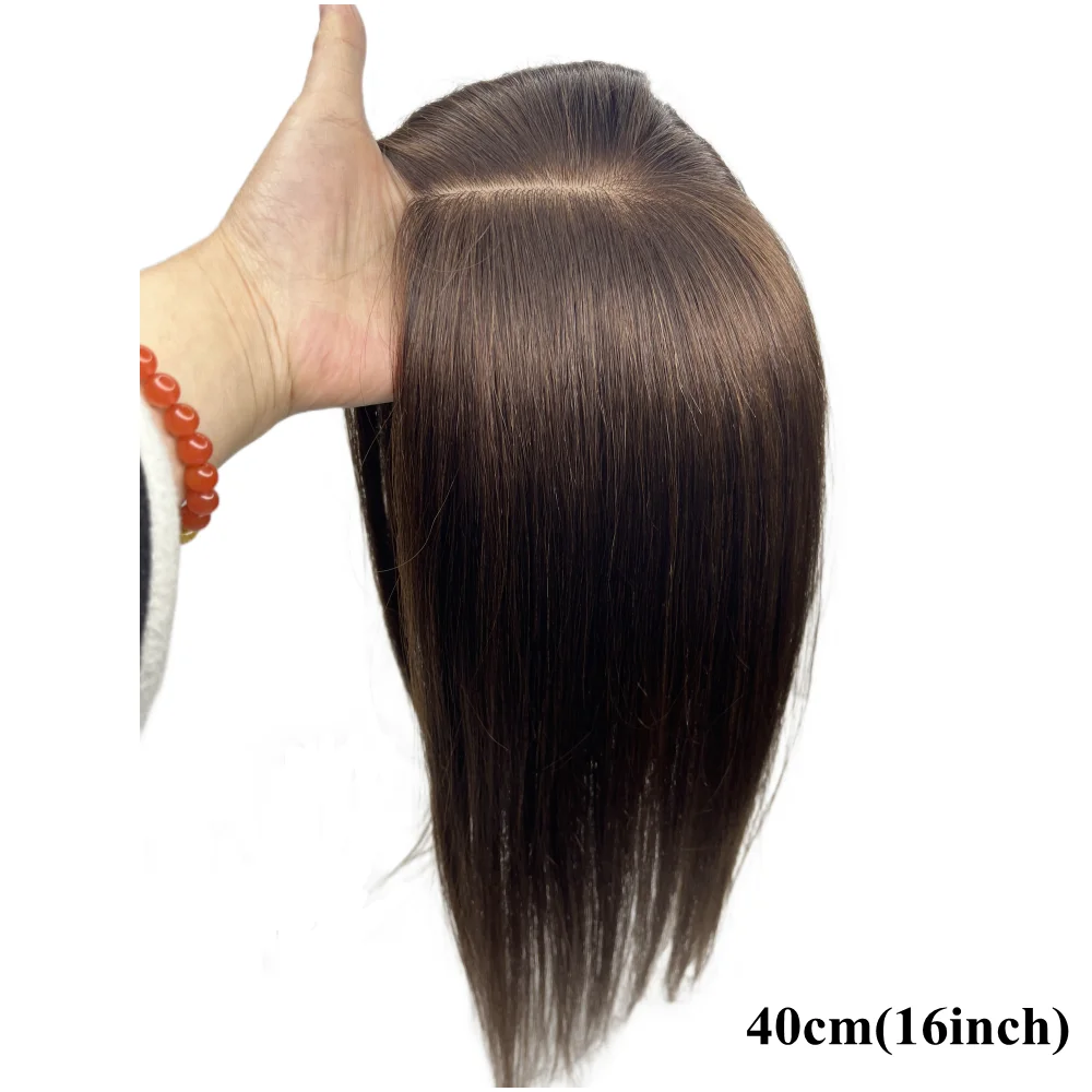 Anemone Skin Base Human Hair Topper With 5 Clips In Silk Free Parting Top European Hair Toupee For Women Fine Hairpiece 12X13cm