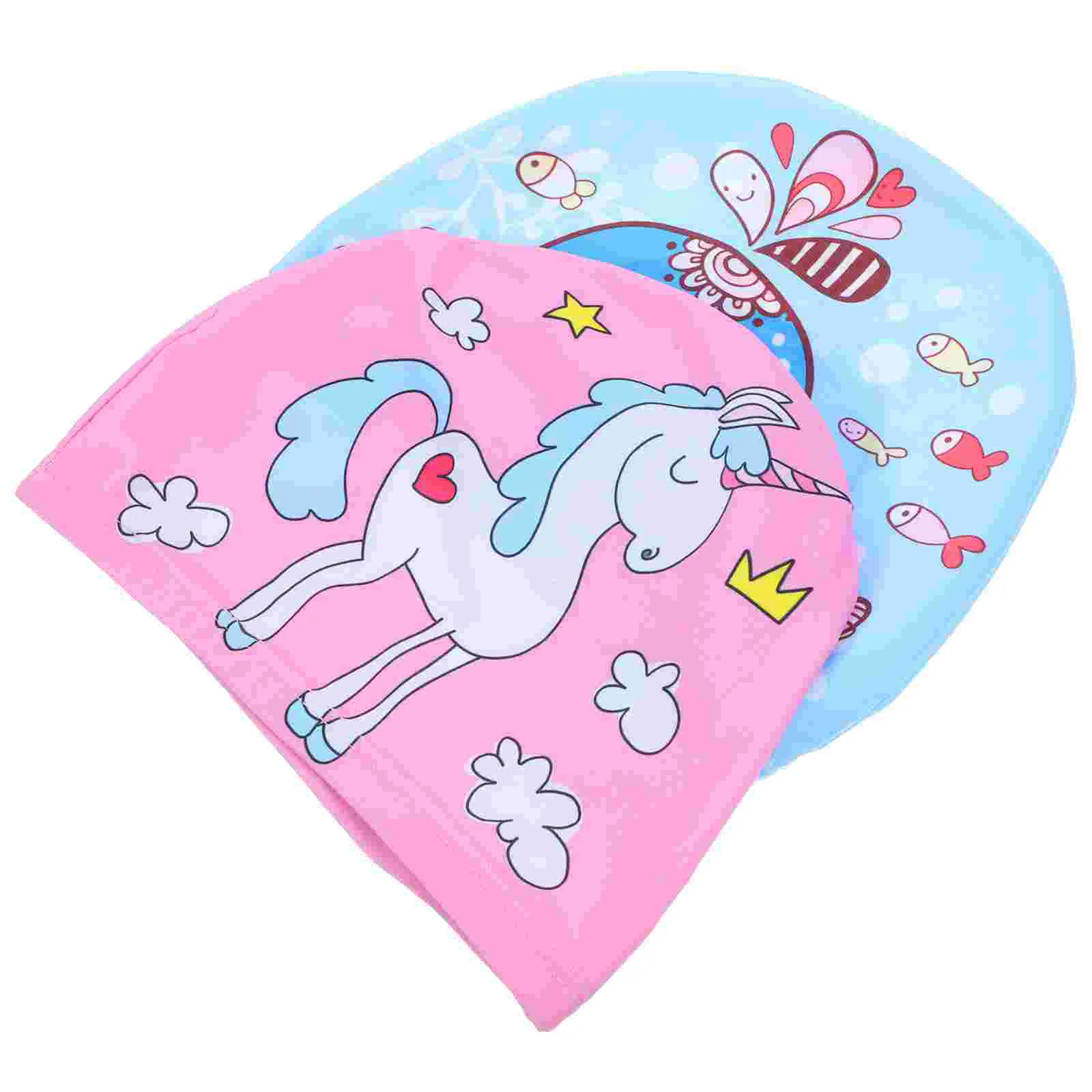 

2pcs Cute Bathing Hats Swimming Pool Bathing Hats Unisex Students Swimming Caps