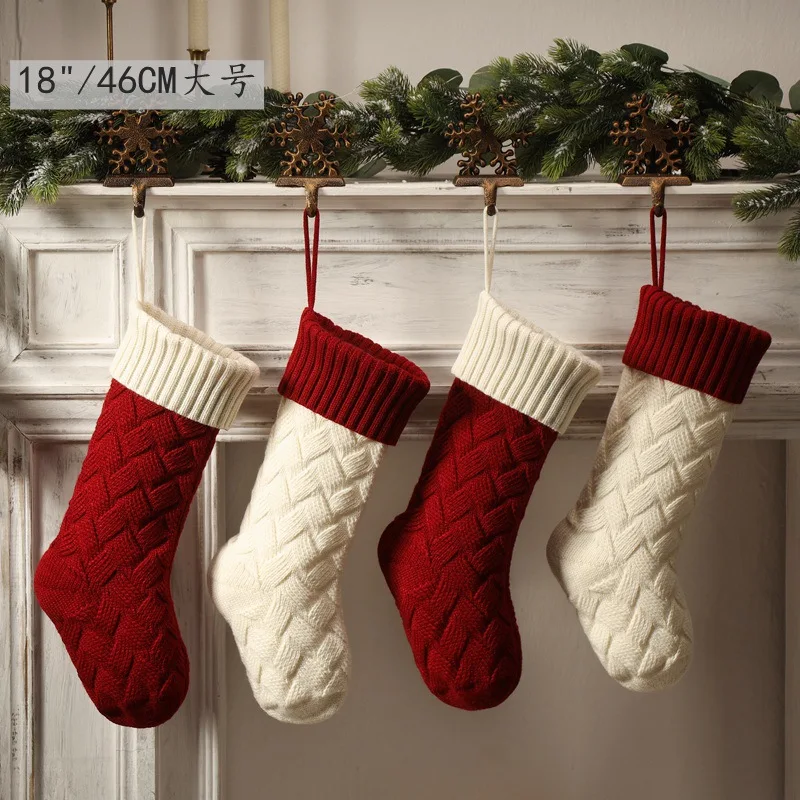 

Christmas Socks knitting Stocking Christmas Tree Snowflake elk navidad Decoration Gift For Home Xmas Merry Christmas 2024