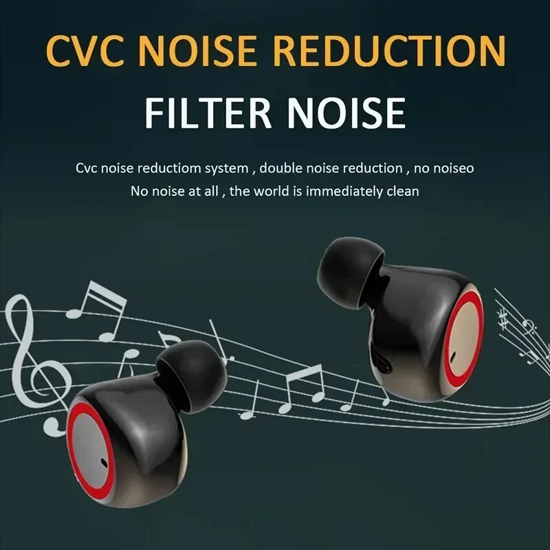 Enhanced Wireless Bluetooth Earphones with Touch Control, Mic, and LED Display - Waterproof 9D Stereo Sound