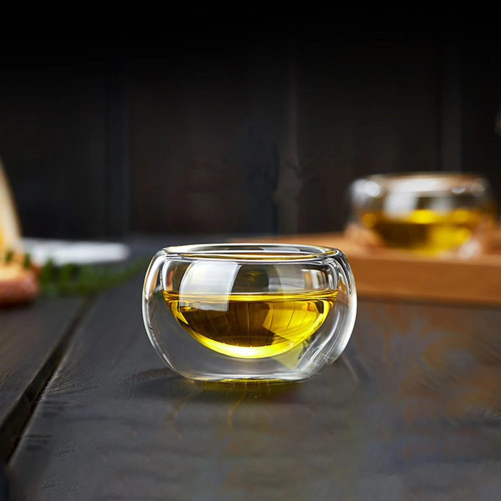 1/2/4pcs Double Layer Glass Tea Cup Set Transparent Drinkware Coffee Milk Water Mug Multi-Purpose Brewings Tea Cup Kitchen Tools