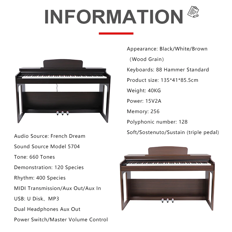 Dinas Standard Weight 88-Keys Digital Piano Musical Keyboard