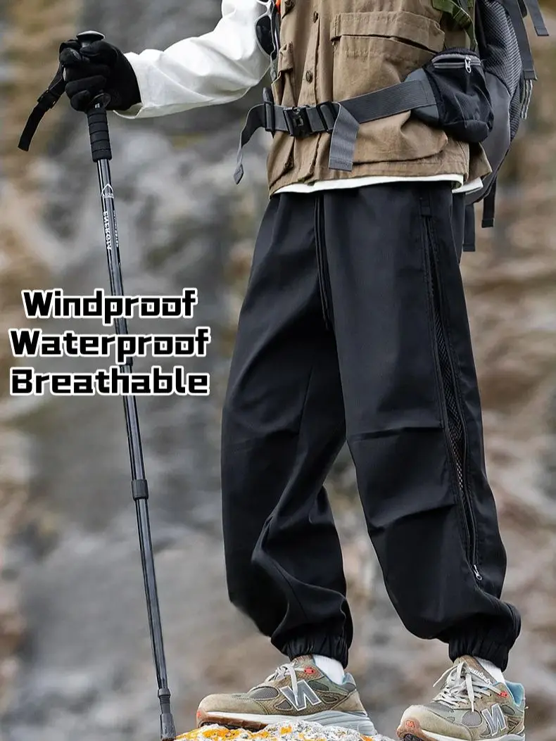 Outdoor Punch Pants Travel Mountaineering Casual Drawstring Work Pants Side Opening Breathable Nine Minute Pocket