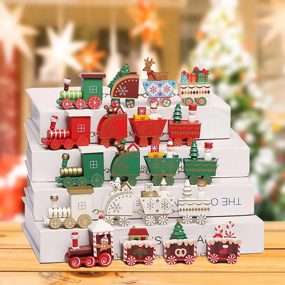 Christmas Wooden Train Xmas Ornament Merry Christmas Decorations Home Cristmas Navidad Noel Gifts Happy New Year