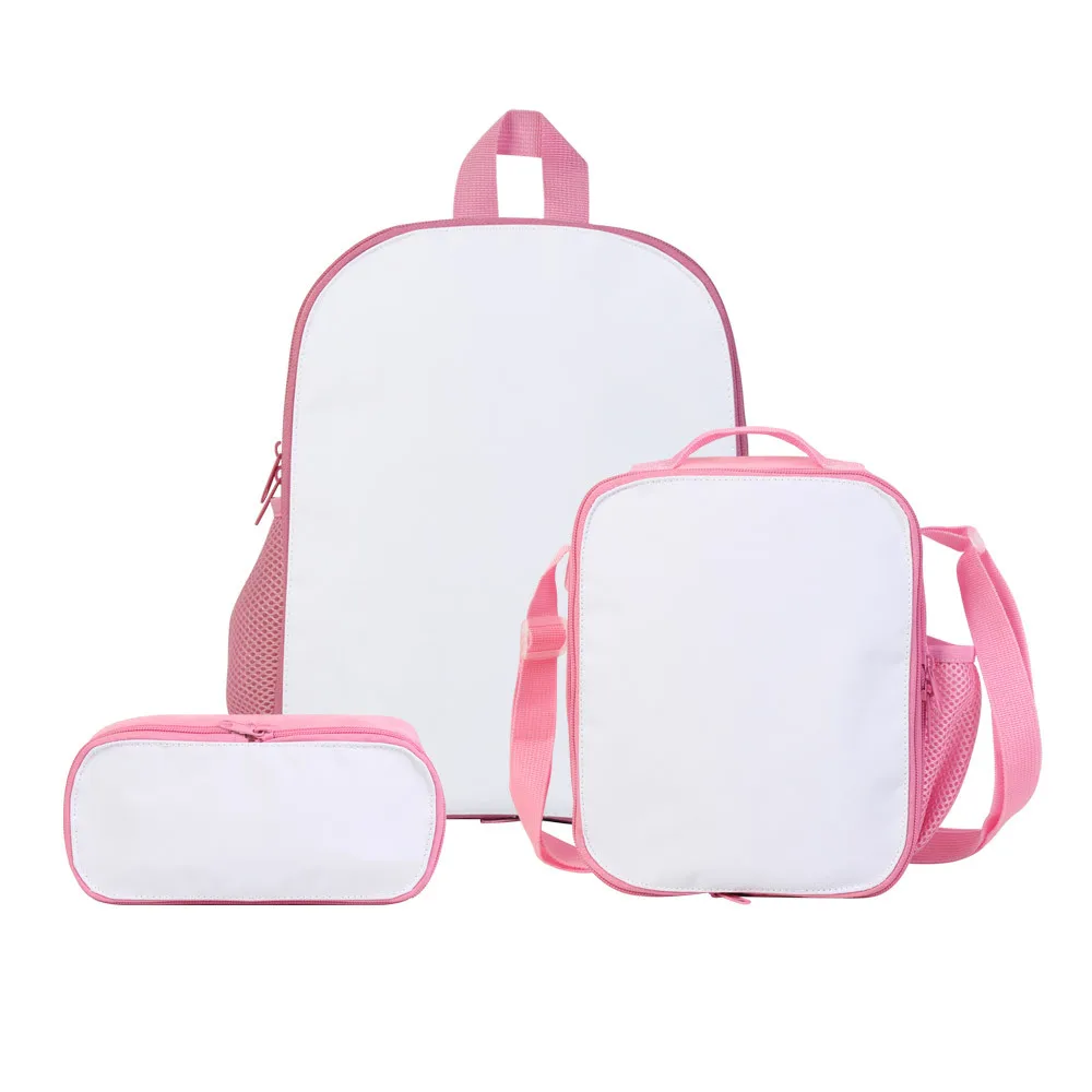 Sublimation Printing Blank School Bag Backpack Lunch Box Pencil Bags For Students Three Sets Kids  Boys Girls Bookbag Gift 2