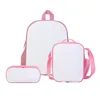 Sublimation Printing Blank School Bag Backpack Lunch Box Pencil Bags For Students Three Sets Kids  Boys Girls Bookbag Gift 2