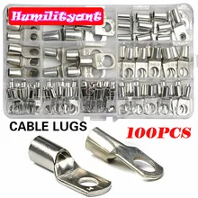 

100PCS Wire Lugs Tinned Copper Lug Terminals Compression Connector Bare Cable Electric Crimp Terminal