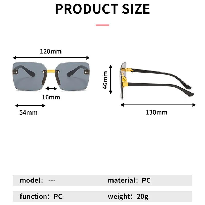 New Stylish Rimless Children Cat Eye Sunglasses Fashion Kid Square Pink Gradient Sun Glasses Boy Girl Goggle UV400 Eyewear