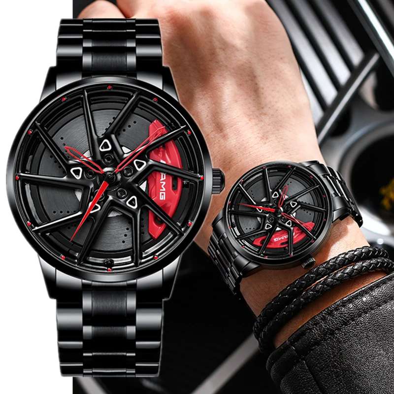 Mode Luxus Sport 3D Auto Lenkrad Uhr Für Männer Racing Sport Uhren