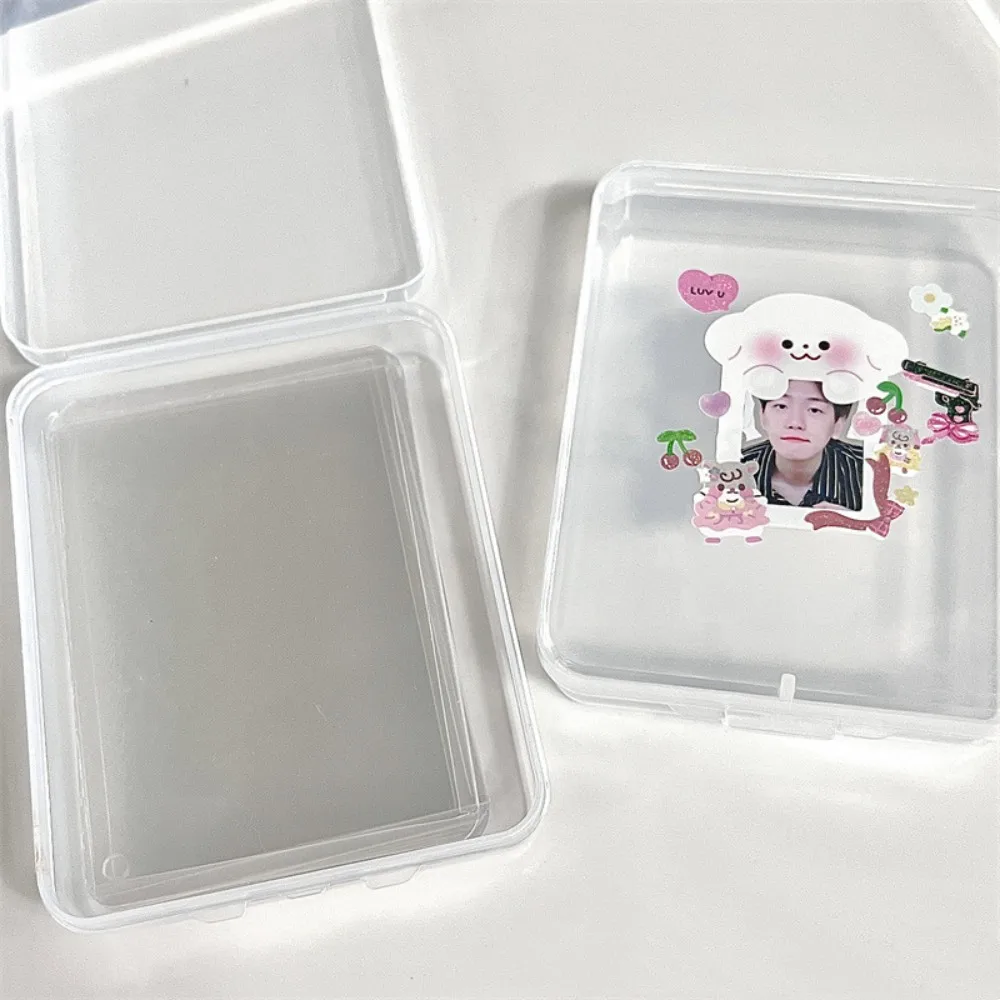 INS Transparent Plastic Storage Box Photocards Small Card Storage Box Desk Organizer Box Classification Box Stationery Box