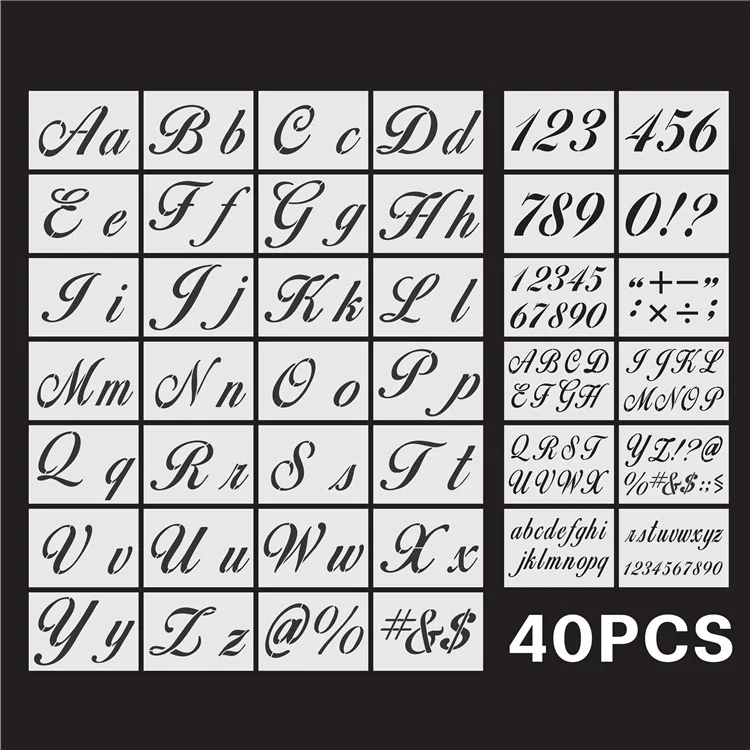 Stencil Per Lettere E Numeri - 42 Pezzi Riutilizzabili | Ideali Per Fai Da Te E Decorazioni - Foto 2