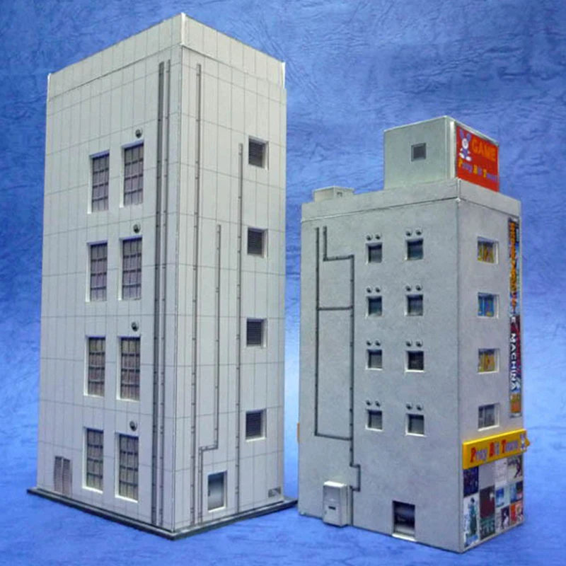 1:150 N-Scale Japanese Building Diorama 3D Paper Model Scene DIY Handmade Ornament Video Game World and Electronic Mall