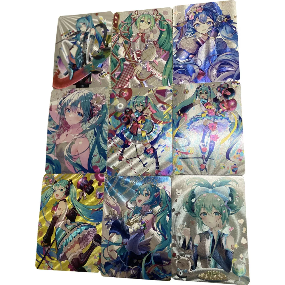 

9Pcs/set DIY Anime Collection Card Hatsune Mikus Coarse Flash Card Exquisite Kawaii Girl Anime Peripheral Gifts Toy 63*88mm