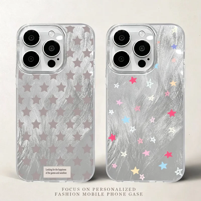 Korean Cute Y2K Star Minimalist Clear Phone Case - TPU Soft Cover