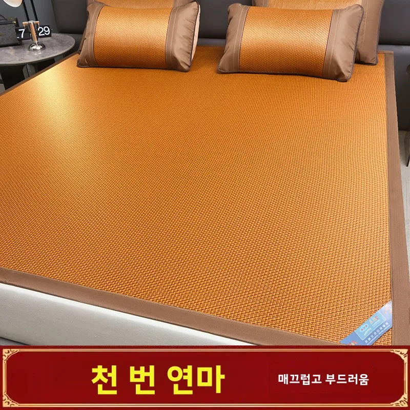 천연 순수 라탄 아이스 실크 쿨링 매트 접이식 여름용 침구 양면 매트 200cm X 180cm 중국 스타일