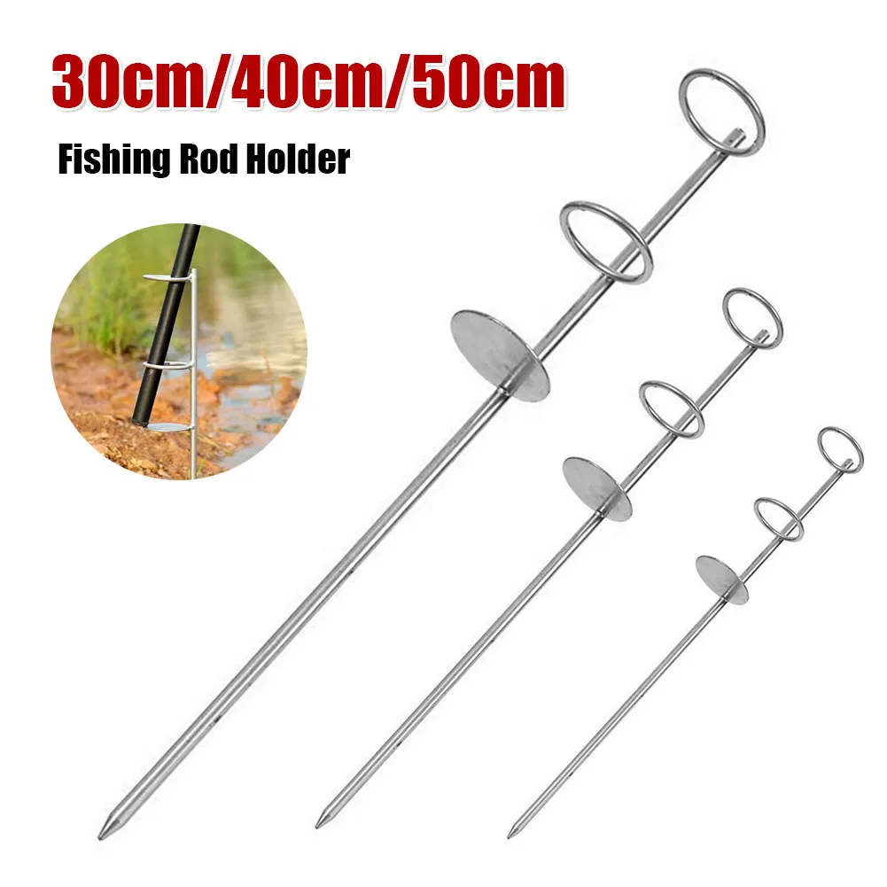 30/40/50cm Portable Fishing Rod Holder Support Stainless Steel Ground Spike Rod  Rest Stand Bank Fishing Ground Rod Holder Tackle