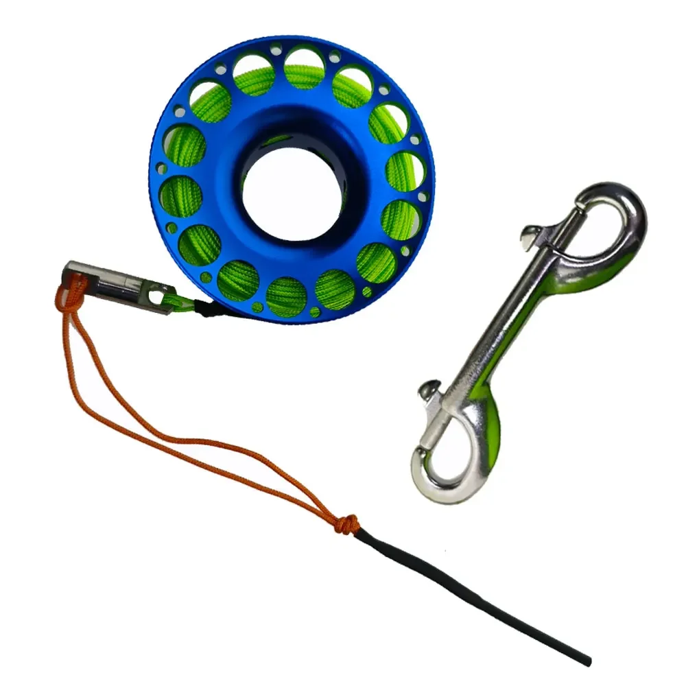 Scuba Diving Aluminum Alloy Spool Finger Reel Stainless Steel double ended hook SMB Equipment Cave Dive 15M 20M 30M scuba diving accessories scuba diving spool