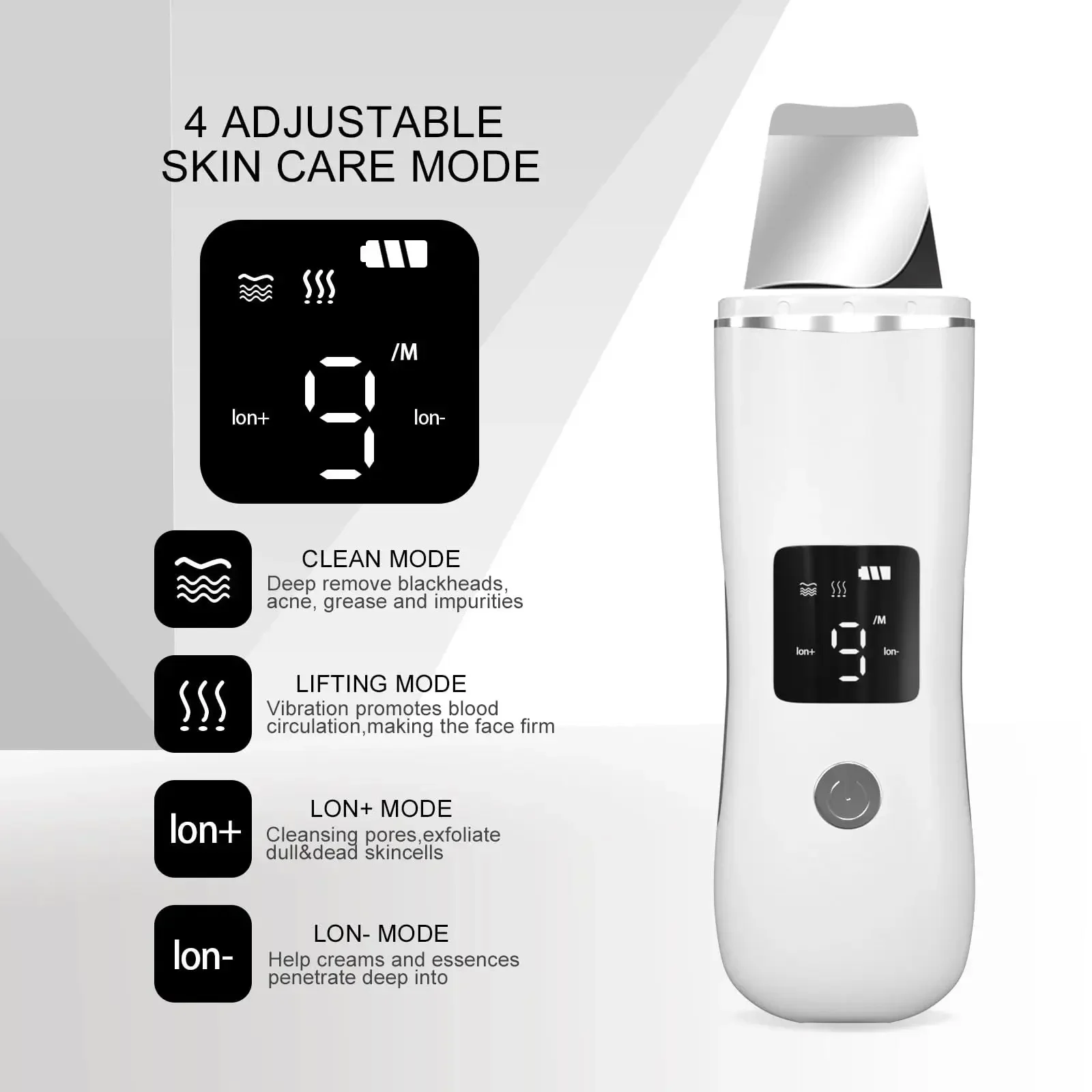 Skin Scrub Facial Scraper, Facial Scraper, For Deep Cleansing Skin 4 in 1 Pore Extractor with USB Charger