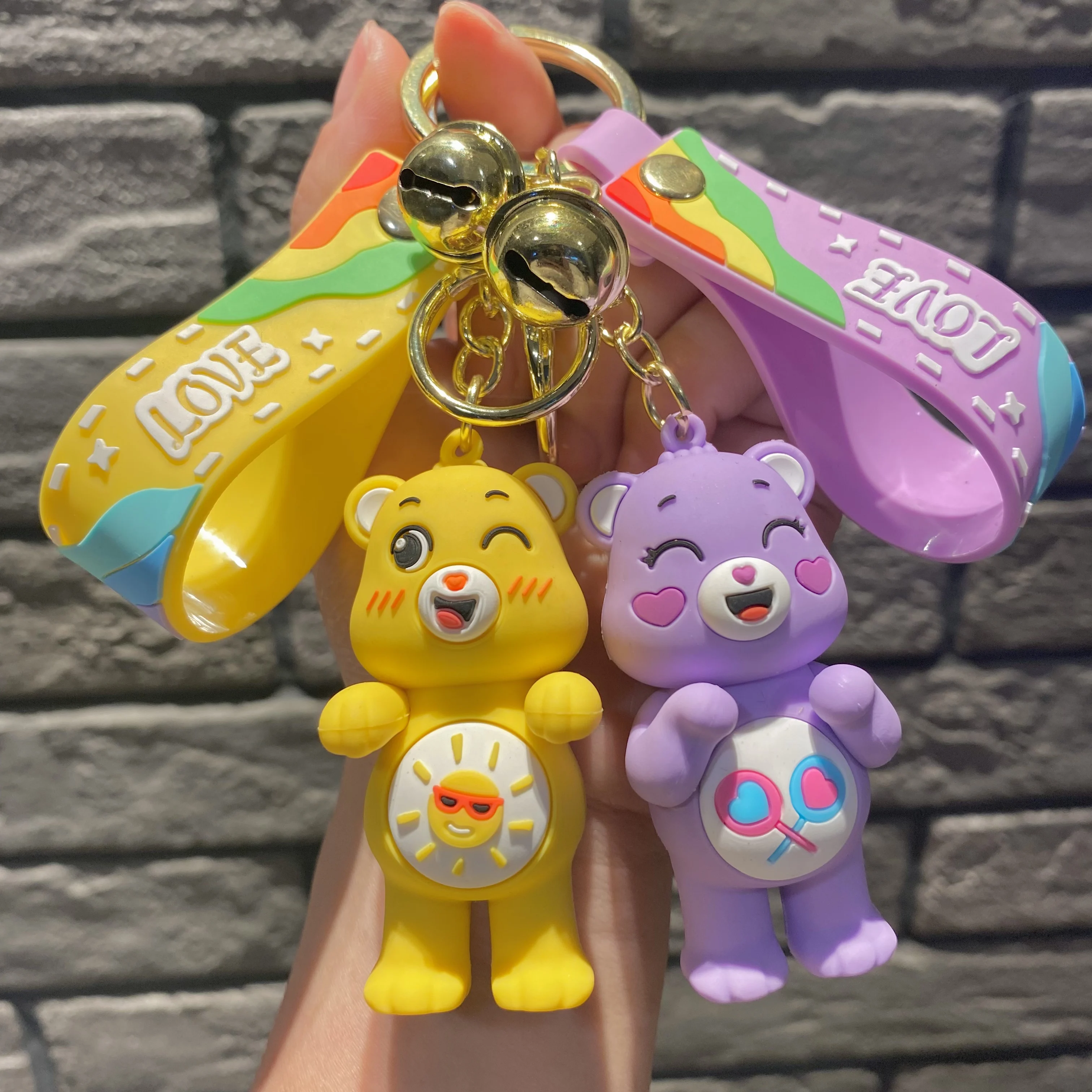 Cute Bear Doll Lanyard Keychain for Women Rainbow Love Strap Cartoon Animal  Key Chains Bag Pendant Couple Friend Gift