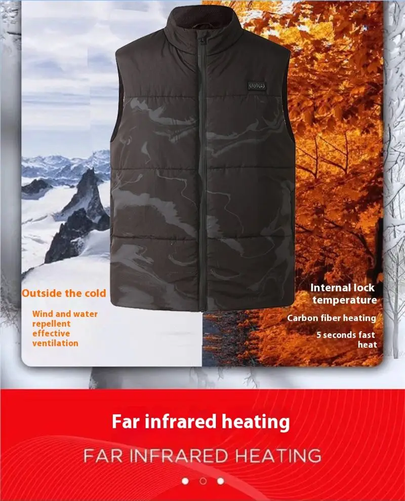 6 Zones Electric Heating Vest Smart USB Camouflage Outdoor Work Warm Jackets Winter Snowboarding Camping Hiking Bodywarmer Down