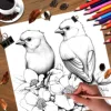 Flowers and Birds Colouring Book Adult Picture Book Original Design 3