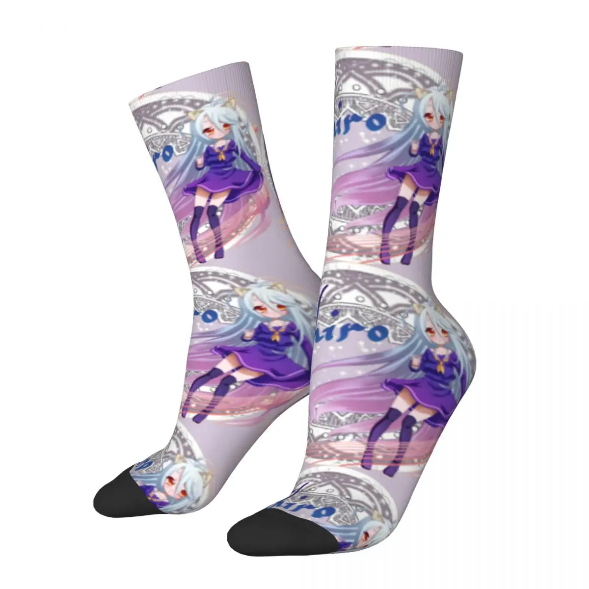 

Hip Hop Vintage Shiro Print Crazy Men's compression Socks Unisex NO GAME NO LIFE Street Style Seamless Printed Funny Crew Sock