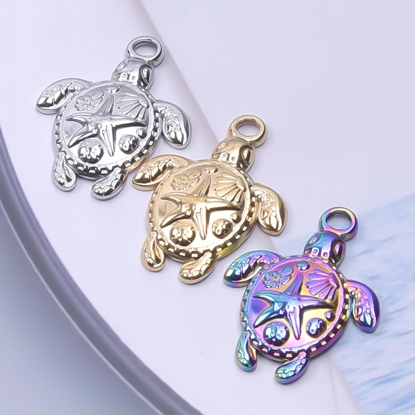 

3pcs Turtle Charm Stainless Steel Sea Turtle Charms Bulk Mini Turtle Pendant DIY Craft Earring Necklace Jewelry Making Findings