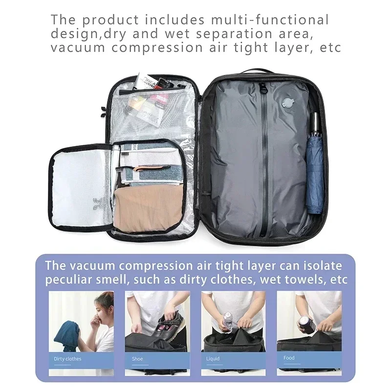 Vacuum Compression Travel Backpack for Men 17in Waterproof Multifinonal Notebook Backpacks Anti Theft Back Bags High Quality New 3