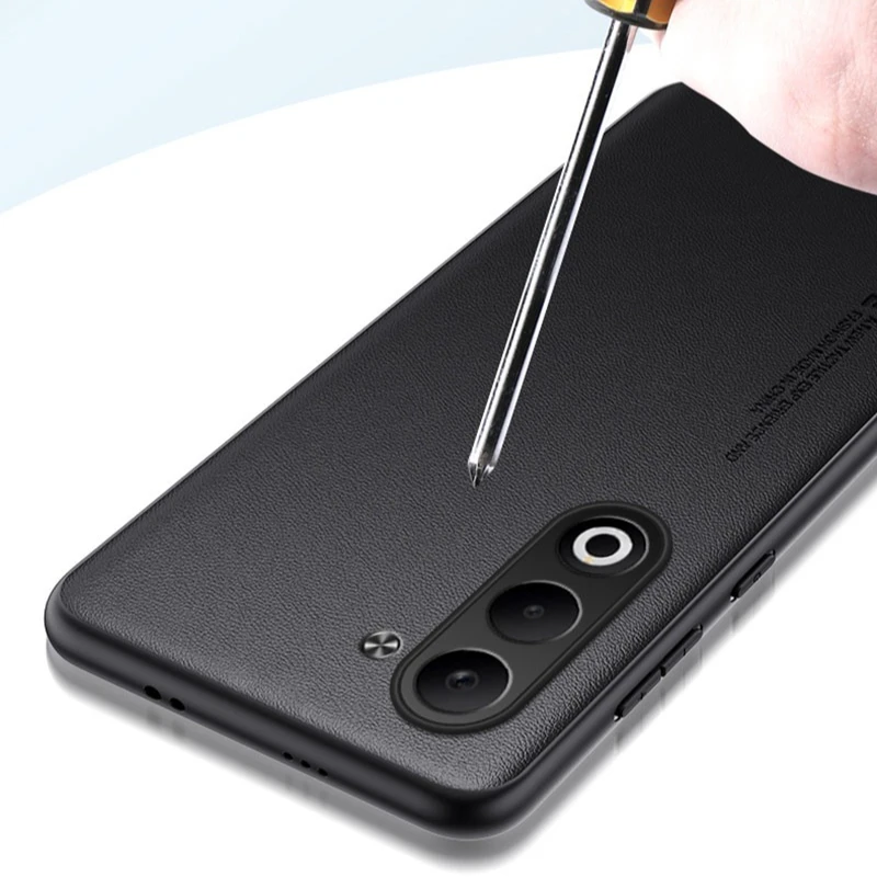 Carbon Fiber PU Leather Matte Anti-Shock Phone Case - Plain Bumper Cover