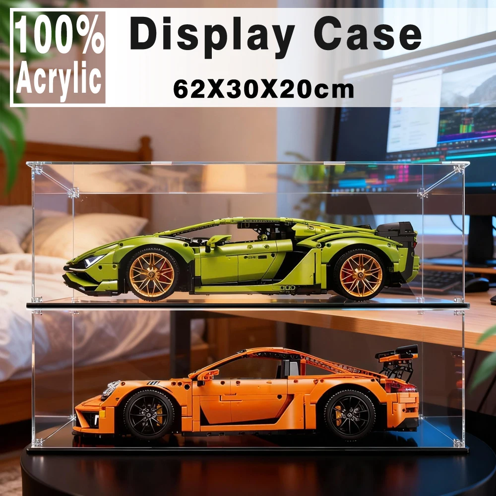 กล่องอะคริลิคสําหรับ LEGO 42115 สําหรับ Lamborghini Building Block ป้องกันฝุ่นรุ่นรถกล่อง 62x30x20 ซม. 1